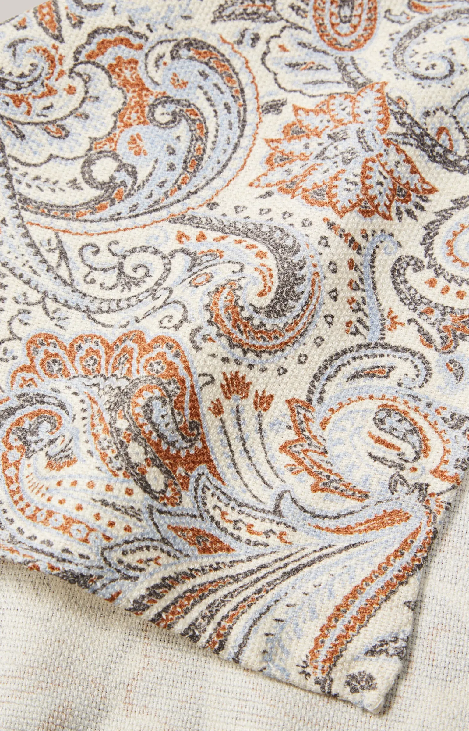 Seiden-Einstecktuch in Beige/Blau