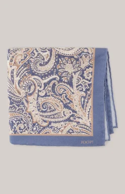 Seiden-Einstecktuch in Blau gemustert