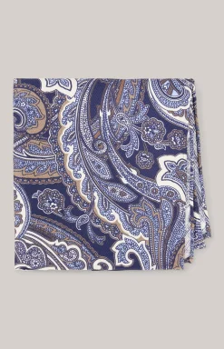 Seiden-Einstecktuch in Dunkelblau gemustert