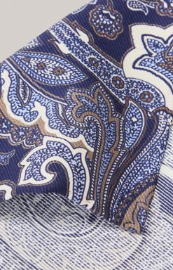 Seiden-Einstecktuch in Dunkelblau gemustert