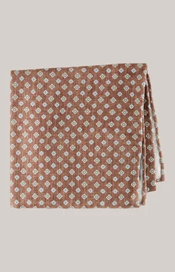 Seiden-Einstecktuch in Dunkelbeige/Blau