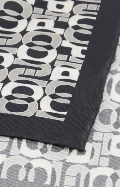 Seiden-Einstecktuch in Dunkelblau/Offwhite