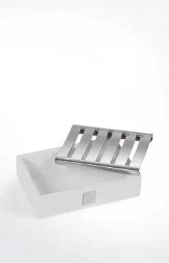 Seifenschale Bathline, Weiß/Silber