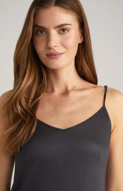 Spaghetti-Kleid mit Spitze in Anthrazit