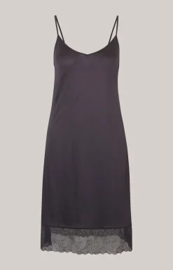Spaghetti-Kleid mit Spitze in Anthrazit