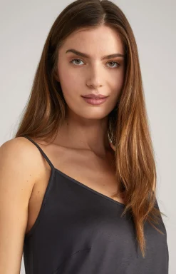 Spaghetti-Top mit Spitze in Anthrazit