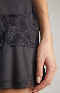 Spaghetti-Top mit Spitze in Anthrazit