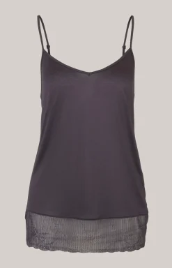 Spaghetti-Top mit Spitze in Anthrazit