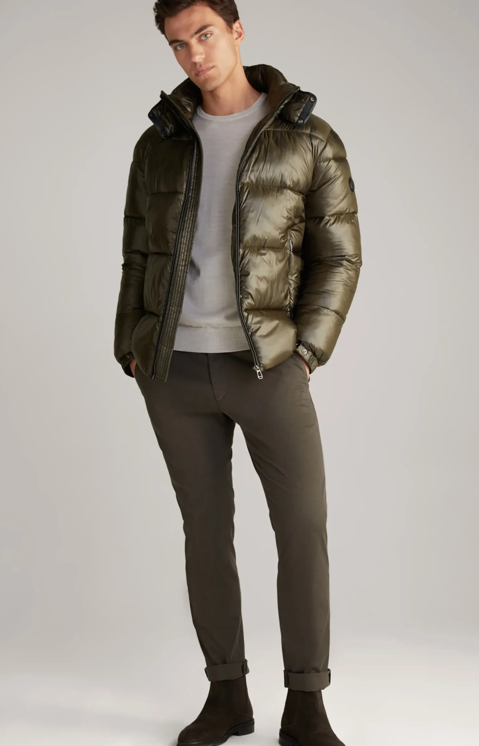 Steppjacke Ambro mit Kapuze in Khaki