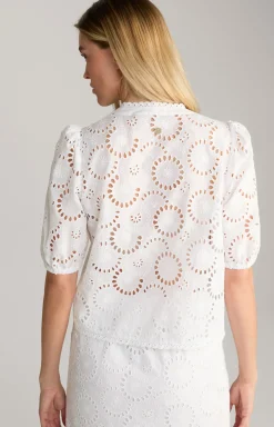 Stick-Bluse in Weiß