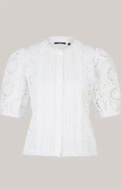 Stick-Bluse in Weiß