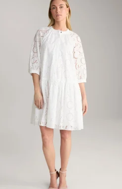 Stick-Kleid in Weiß