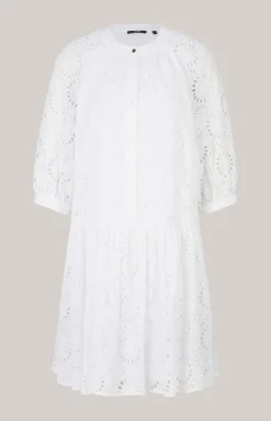 Stick-Kleid in Weiß