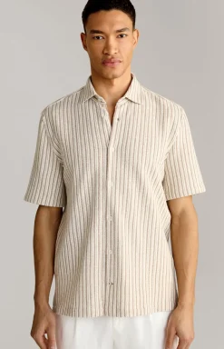 Strick-Hemd Kawi in Beige gestreift