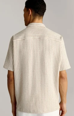 Strick-Hemd Kawi in Beige gestreift