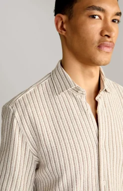 Strick-Hemd Kawi in Beige gestreift