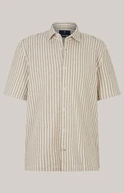 Strick-Hemd Kawi in Beige gestreift