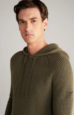 Strick-Hoodie Hoodor in Oliv