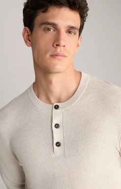 Strickpullover Henley in Hellbeige