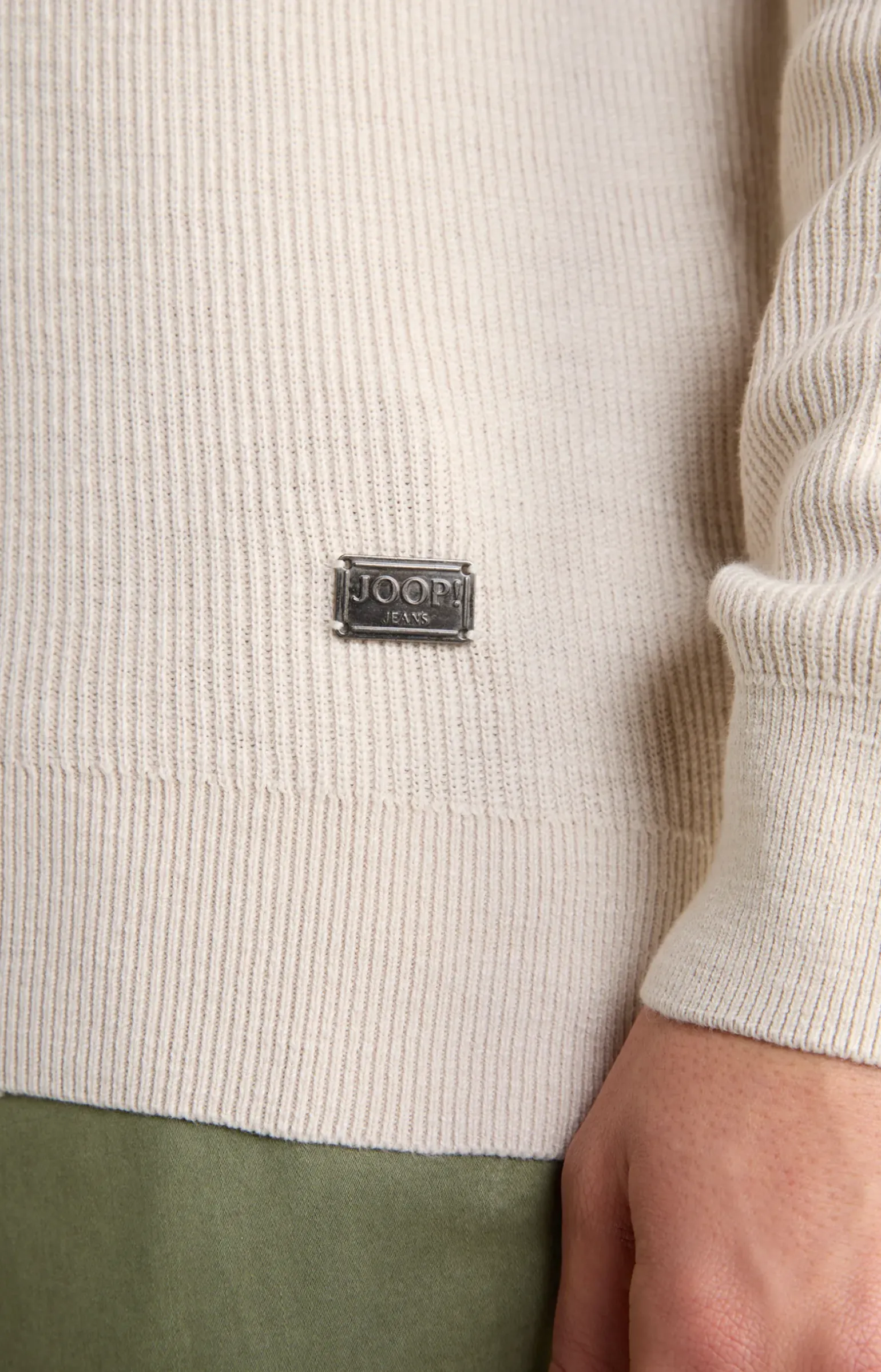 Strickpullover Henley in Hellbeige