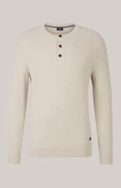 Strickpullover Henley in Hellbeige
