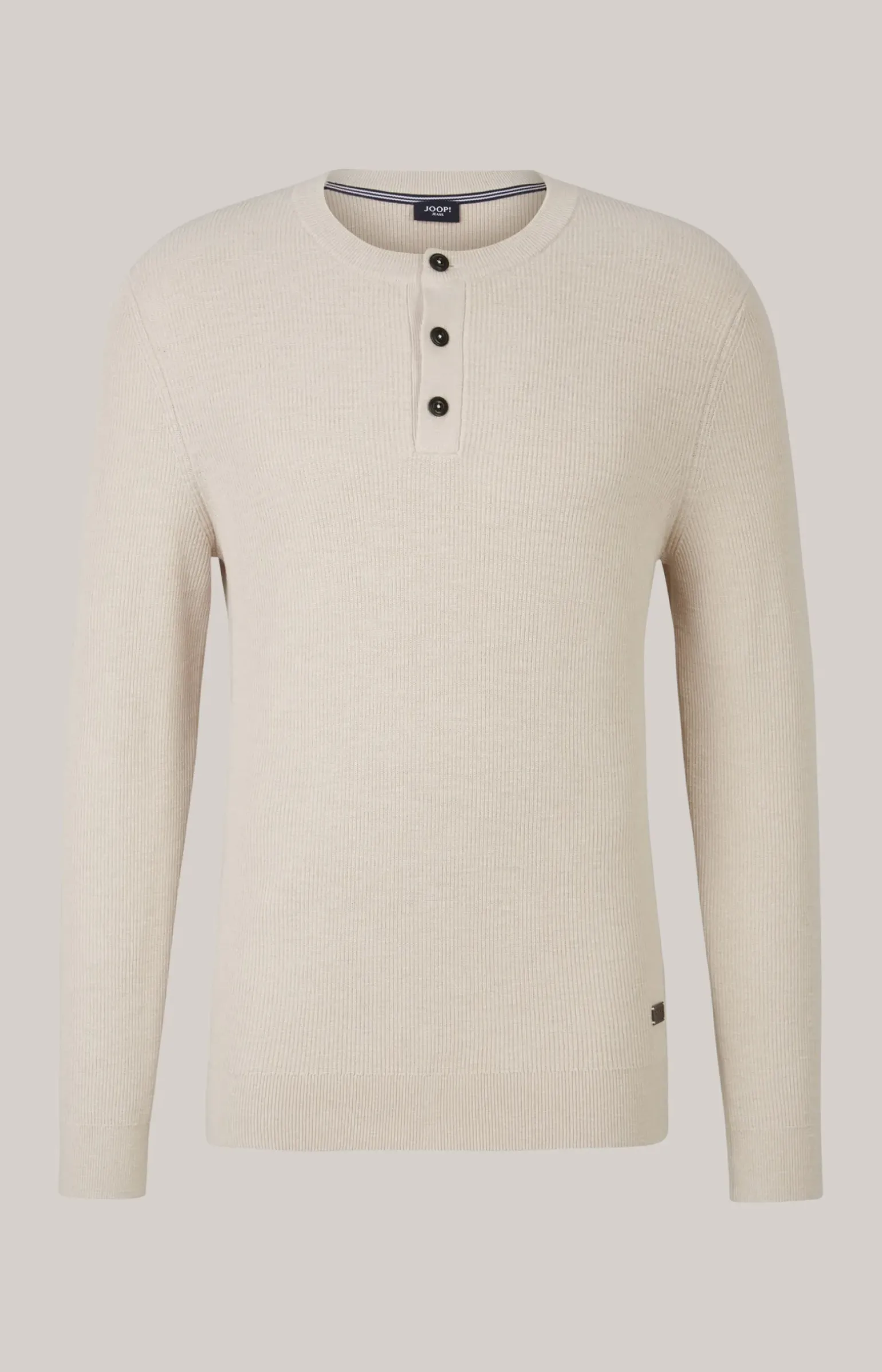 Strickpullover Henley in Hellbeige