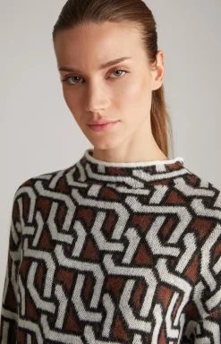 Strick-Pullover in Creme/Braun/Schwarz gemustert