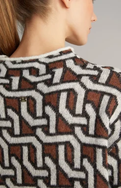 Strick-Pullover in Creme/Braun/Schwarz gemustert