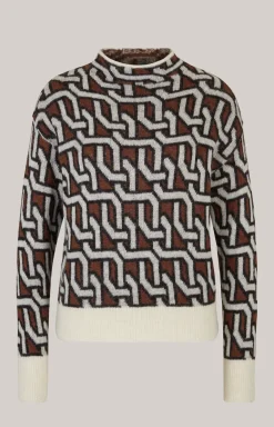Strick-Pullover in Creme/Braun/Schwarz gemustert