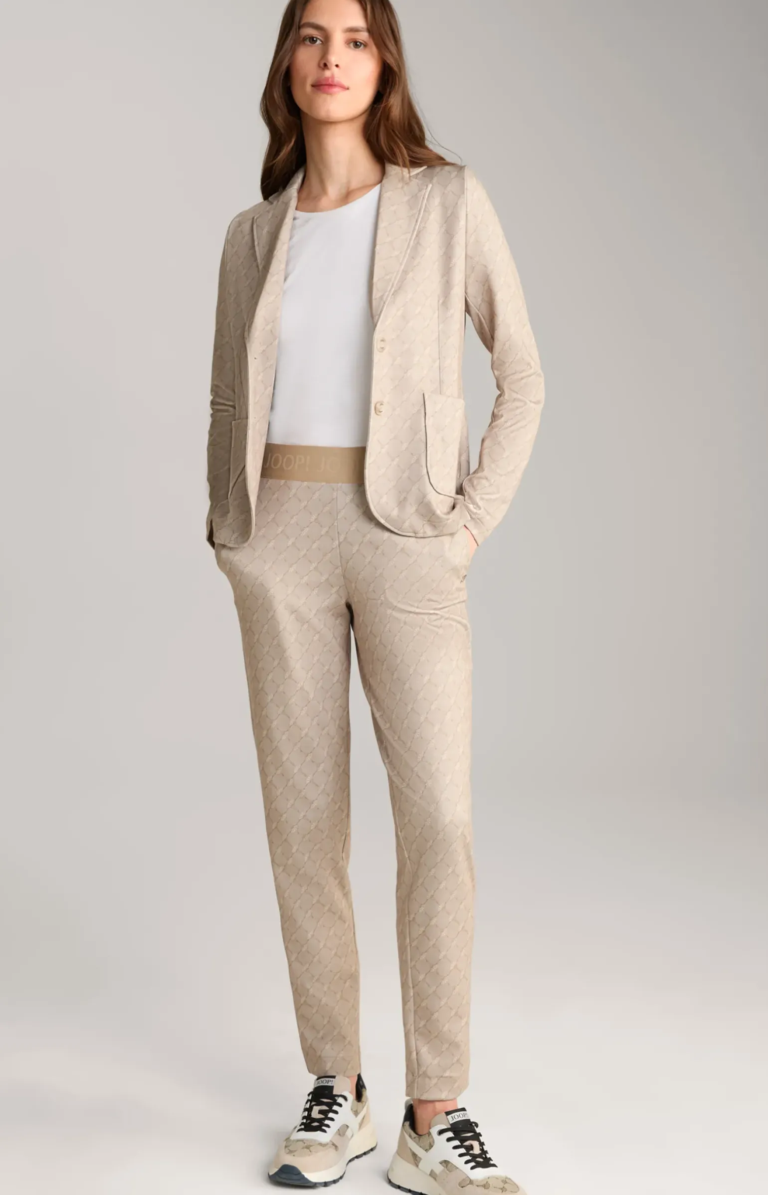 Sweathose in Beige gemustert