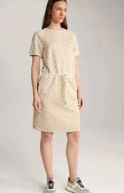 Sweat-Kleid in Beige gemustert