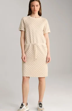 Sweat-Kleid in Beige gemustert