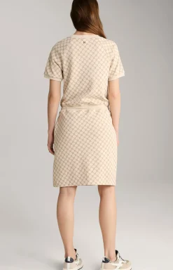 Sweat-Kleid in Beige gemustert