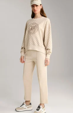 Sweatshirt in Beige gemustert