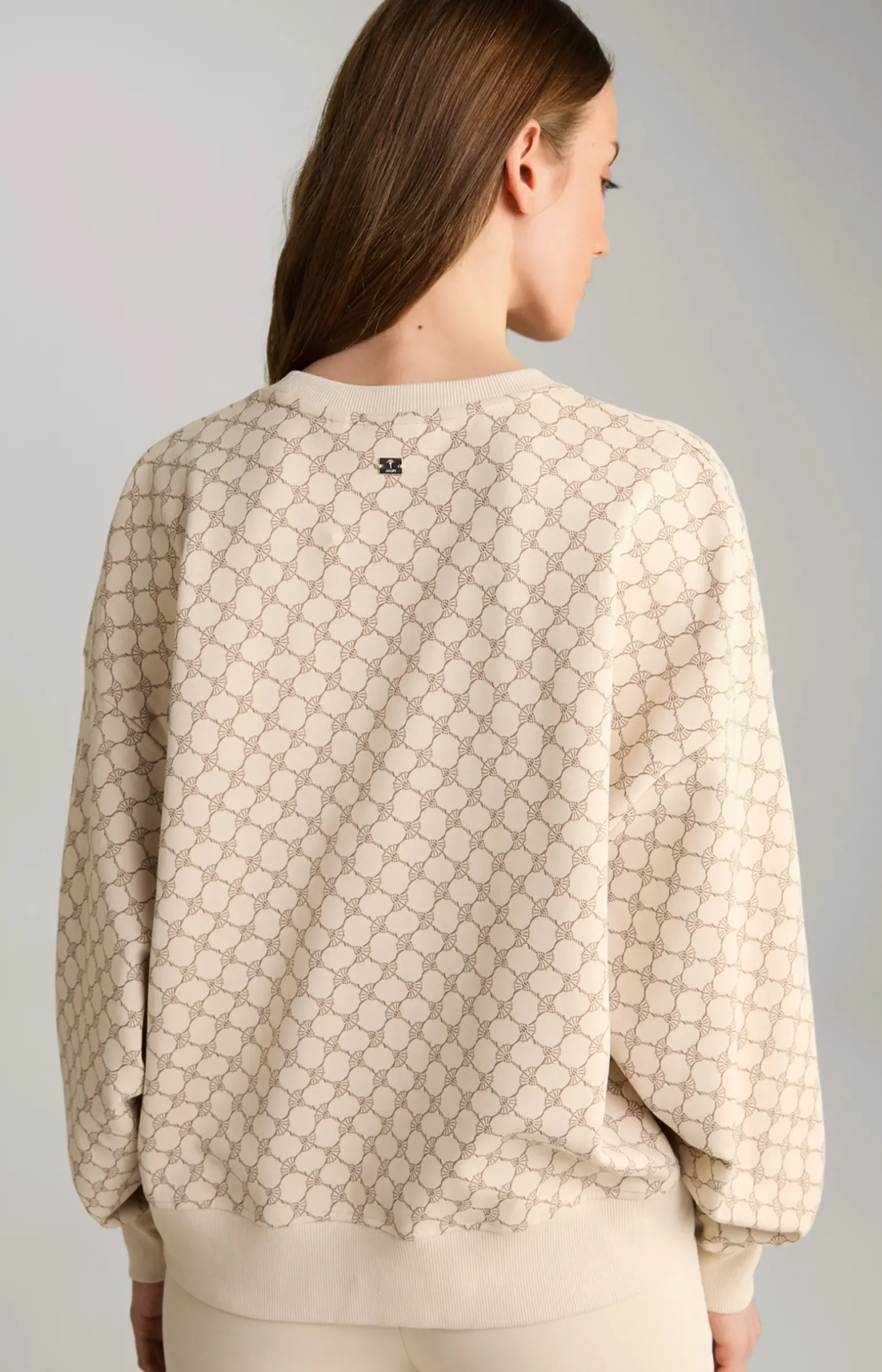 Sweatshirt in Beige gemustert