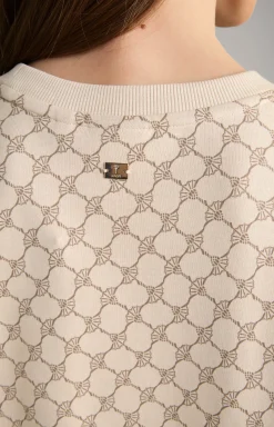 Sweatshirt in Beige gemustert