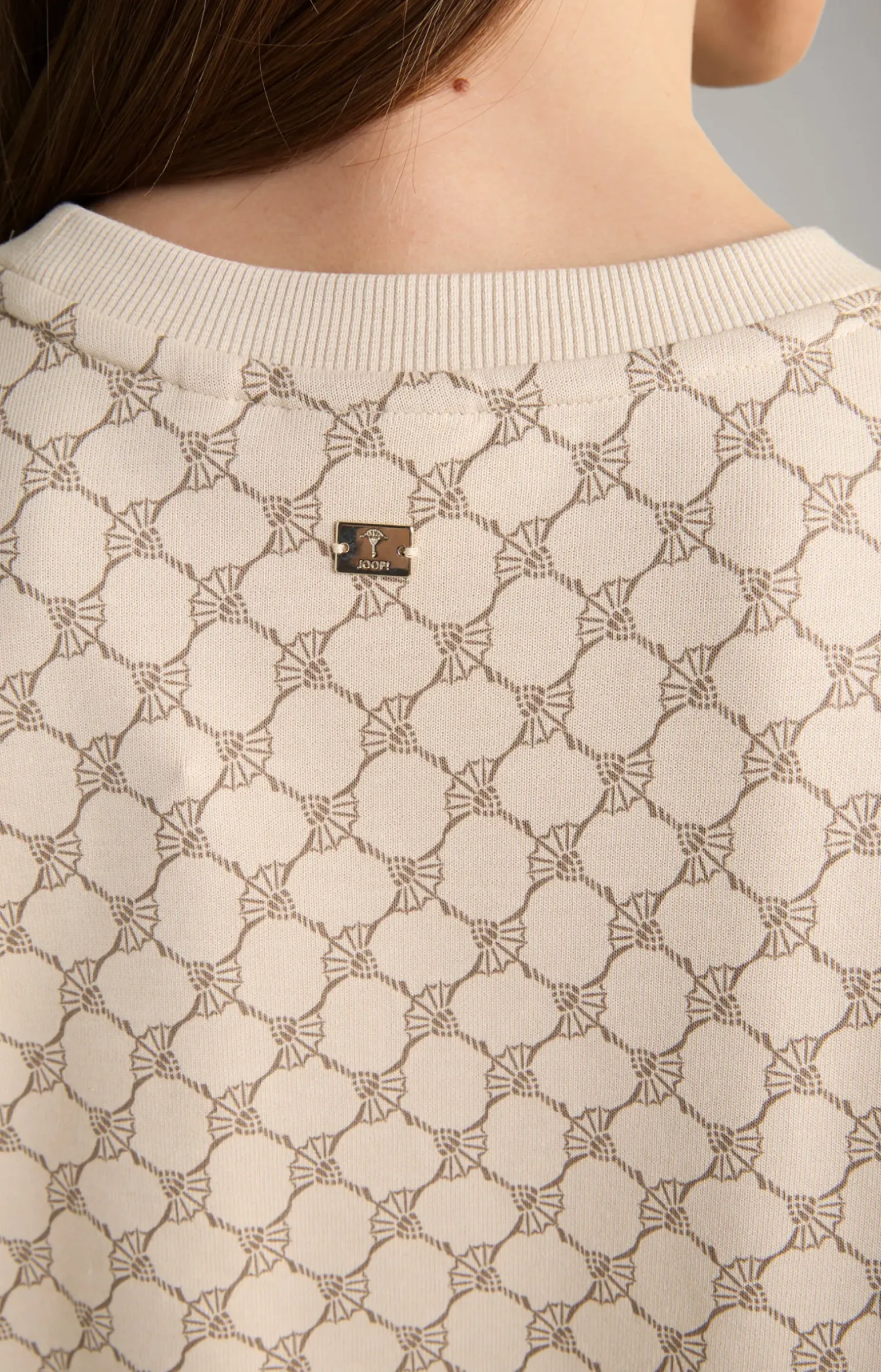 Sweatshirt in Beige gemustert