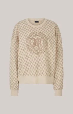 Sweatshirt in Beige gemustert