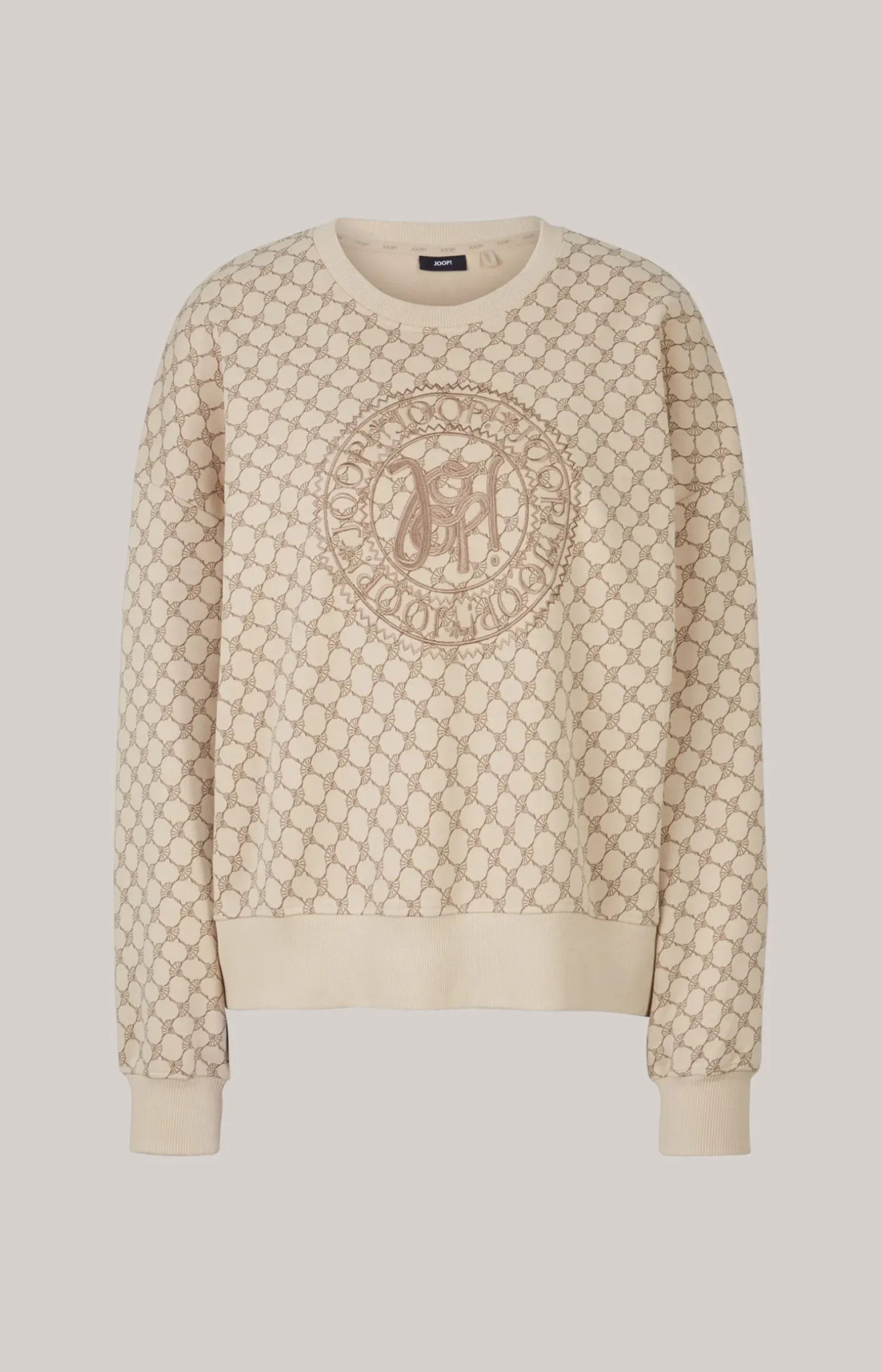 Sweatshirt in Beige gemustert