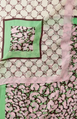 Tuch in Rosa-Grün gemustert