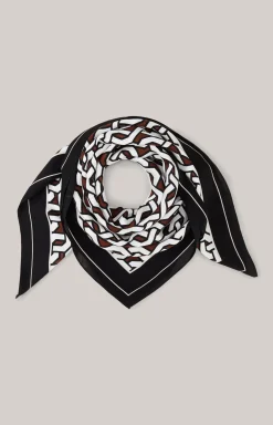 Tuch in Schwarz/Weiß/Braun gemustert