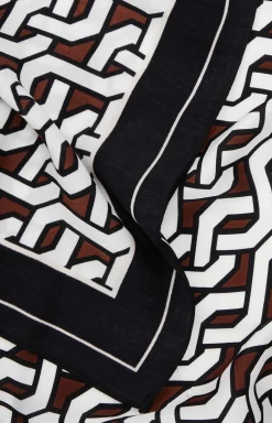 Tuch in Schwarz/Weiß/Braun gemustert