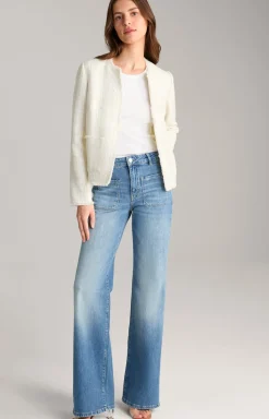 Tweed-Blazer in Offwhite/Gold