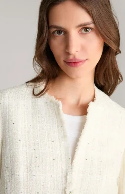 Tweed-Blazer in Offwhite/Gold