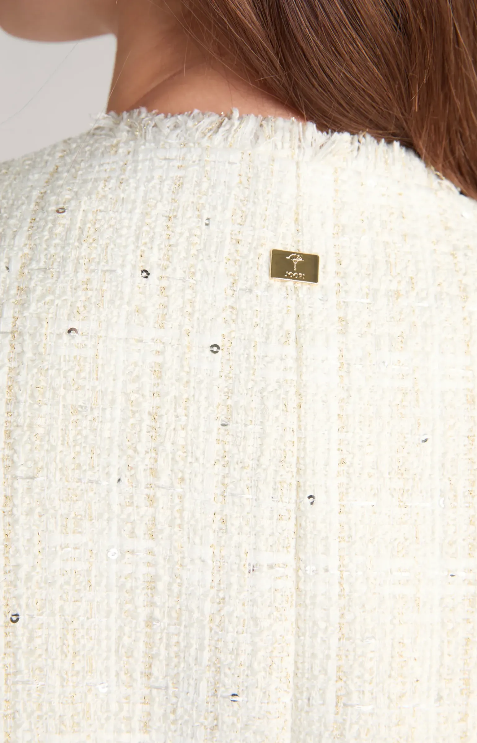 Tweed-Blazer in Offwhite/Gold