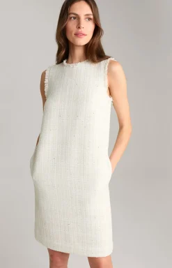 Tweed-Kleid in Offwhite/Gold
