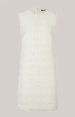 Tweed-Kleid in Offwhite/Gold