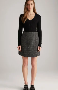 Tweed-Rock in Schwarz/Grau/Gold