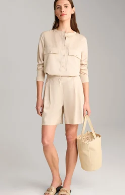 Twill-Bluse in Beige