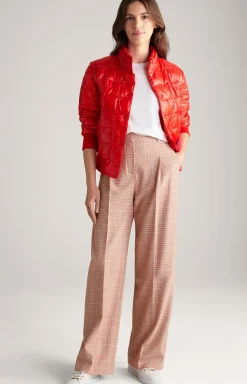 Twill-Hose in Beige/Rot kariert